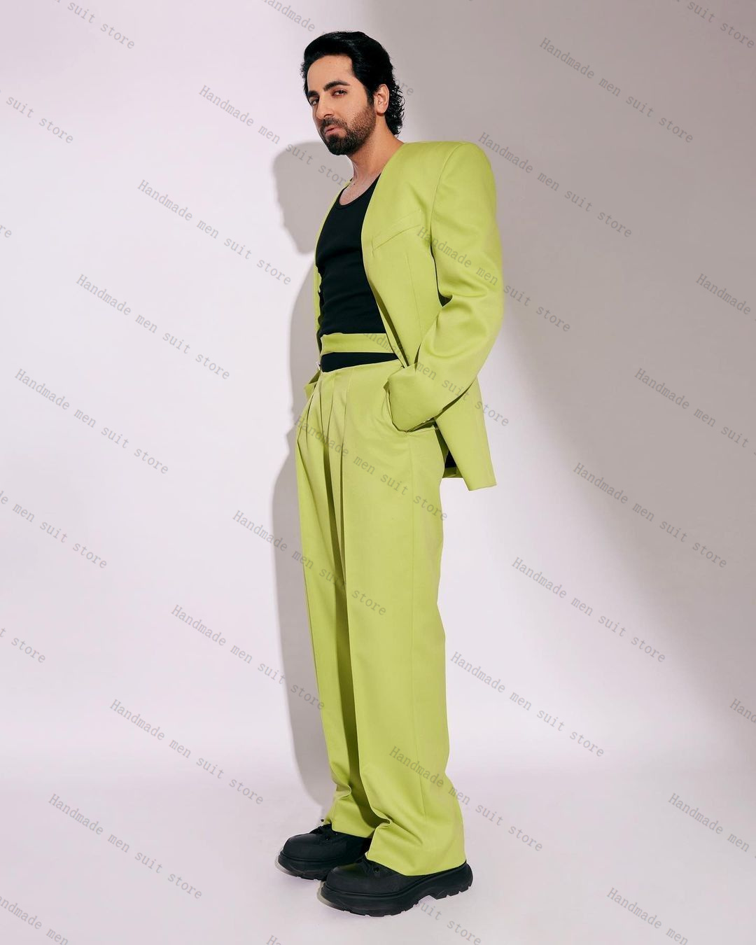 Men'S Formal Wear Belt - Moda verde masculino terno conjunto 2