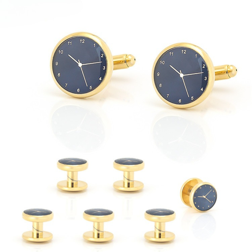 Cufflinks Silver Set - Conjunto de 6 Peças de Acessórios