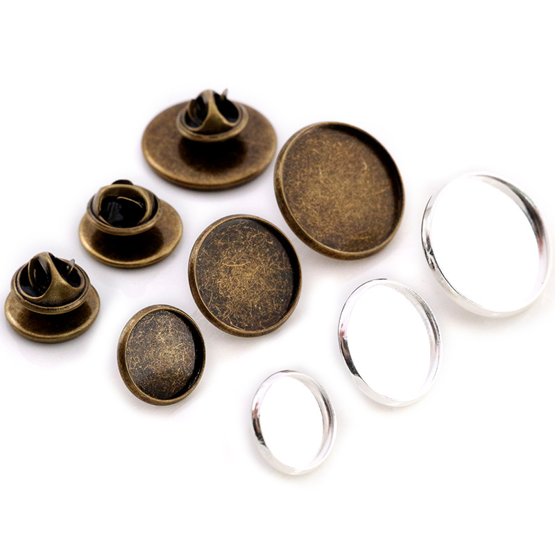 Cufflinks Silver Set - 10 pces 12-20mm tamanho interno prata