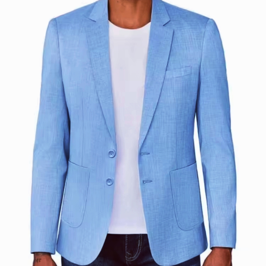 Men Formal Wear In Summer - Blazer Masculino Slim Fit Bege/Azul de
