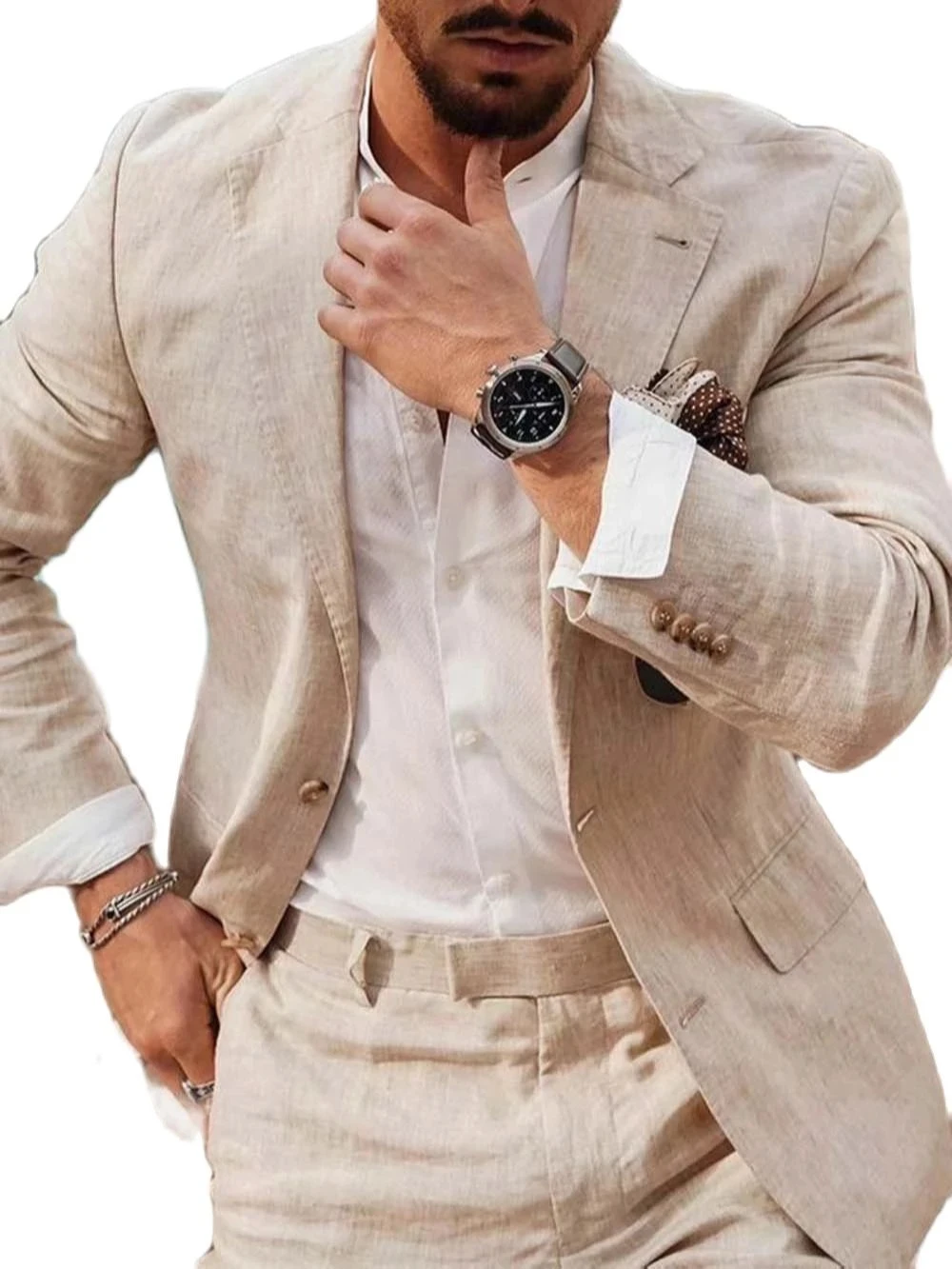 Ternos de Linho Masculinos par - Men Formal Wear In Summer avaliação e preço