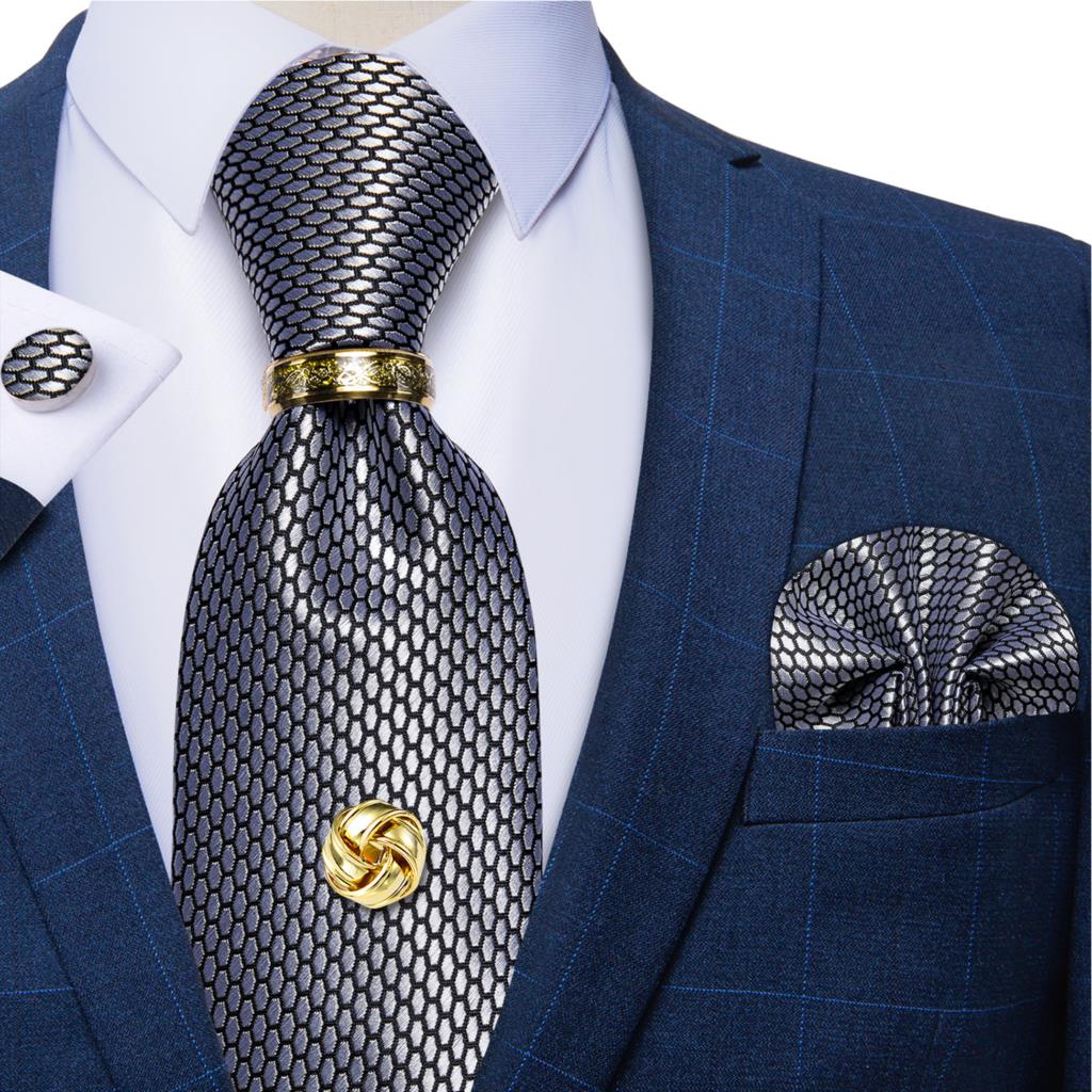Laços de seda xadrez preto pra - Cufflinks Silver Set avaliação e preço