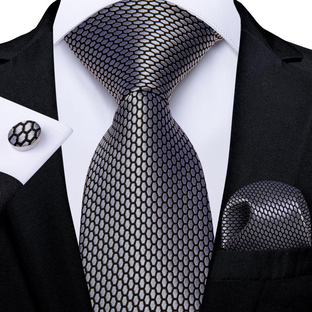 Laços de seda xadrez preto pra - Cufflinks Silver Set avaliação e preço