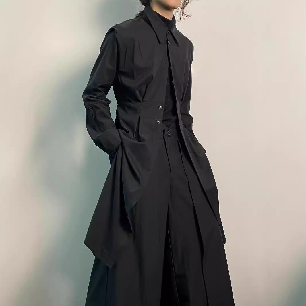 Y2k gótico trench coat masculi - Men'S Formal Wear Belt avaliação e preço