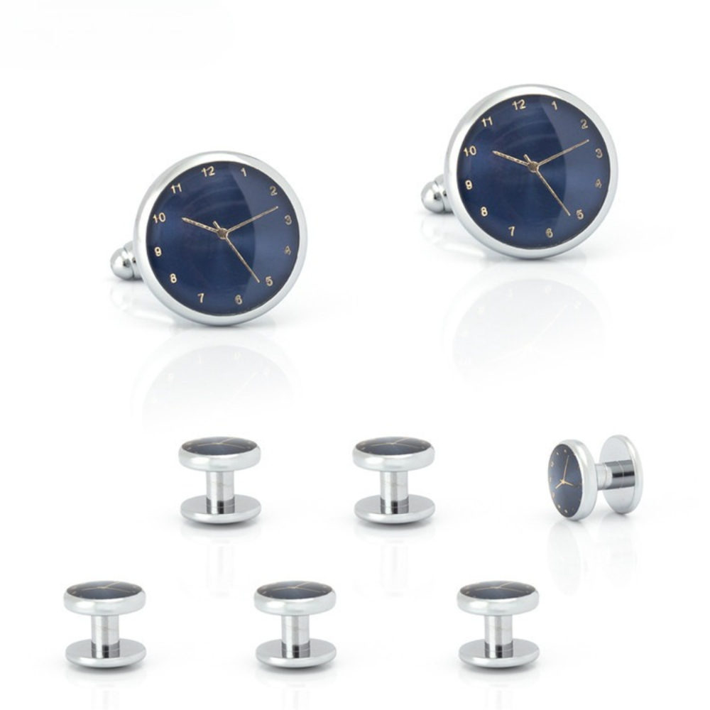 Conjunto de 6 Peças de Acessór - Cufflinks Silver Set avaliação e preço