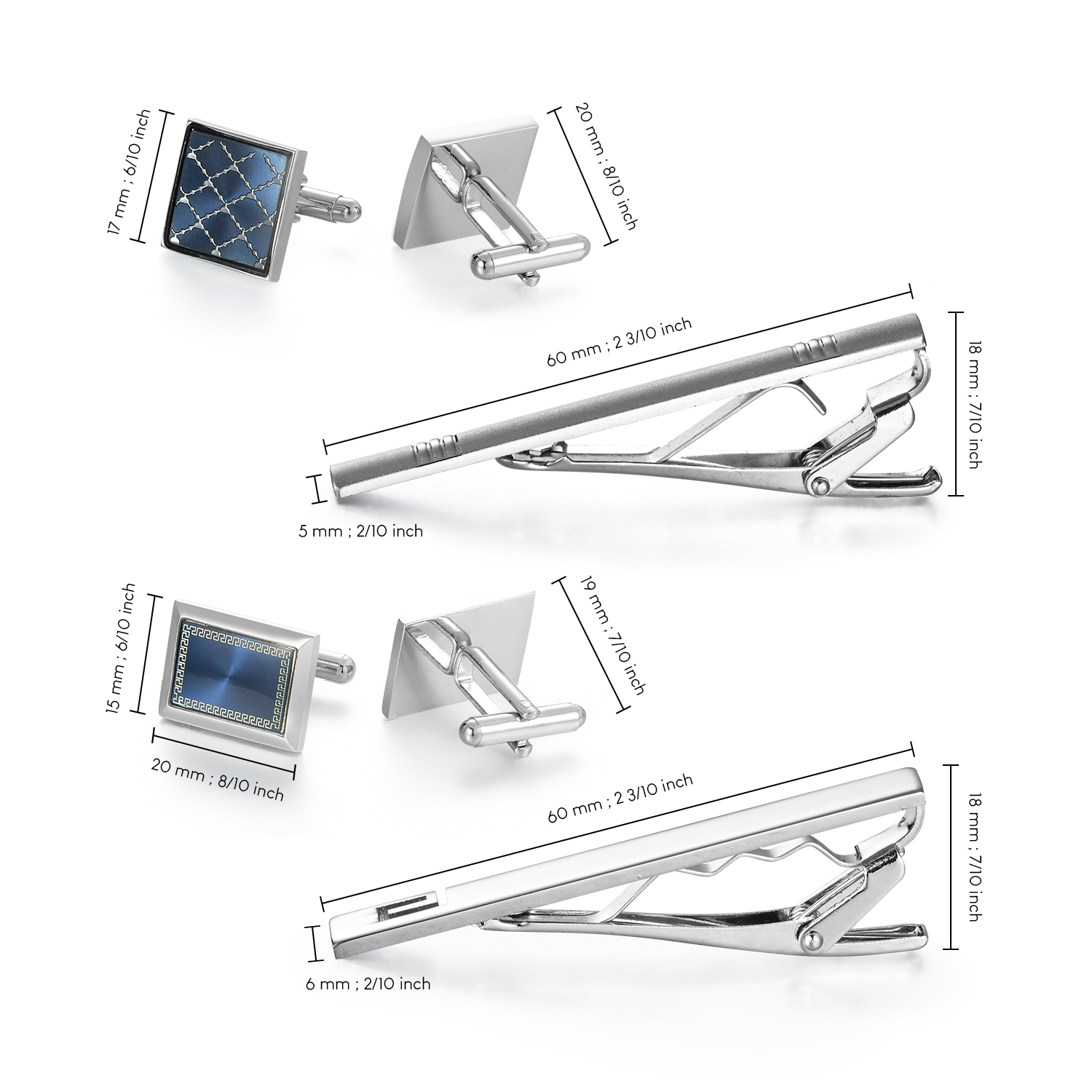 Conjunto de Prendedor de Grava - Cufflinks Silver Set avaliação e preço