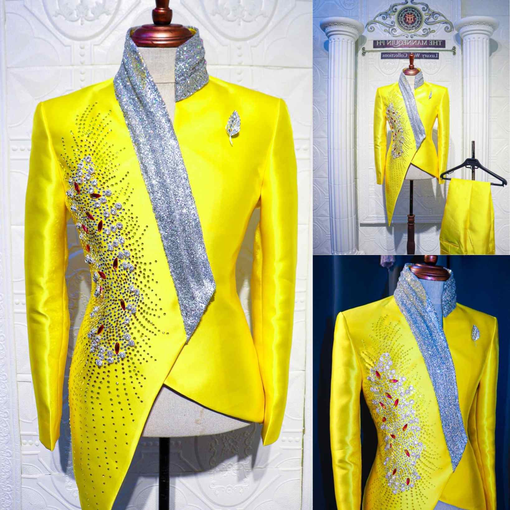 Moda amarelo casamento smoking - Unique Men'S Formal Wear avaliação e preço