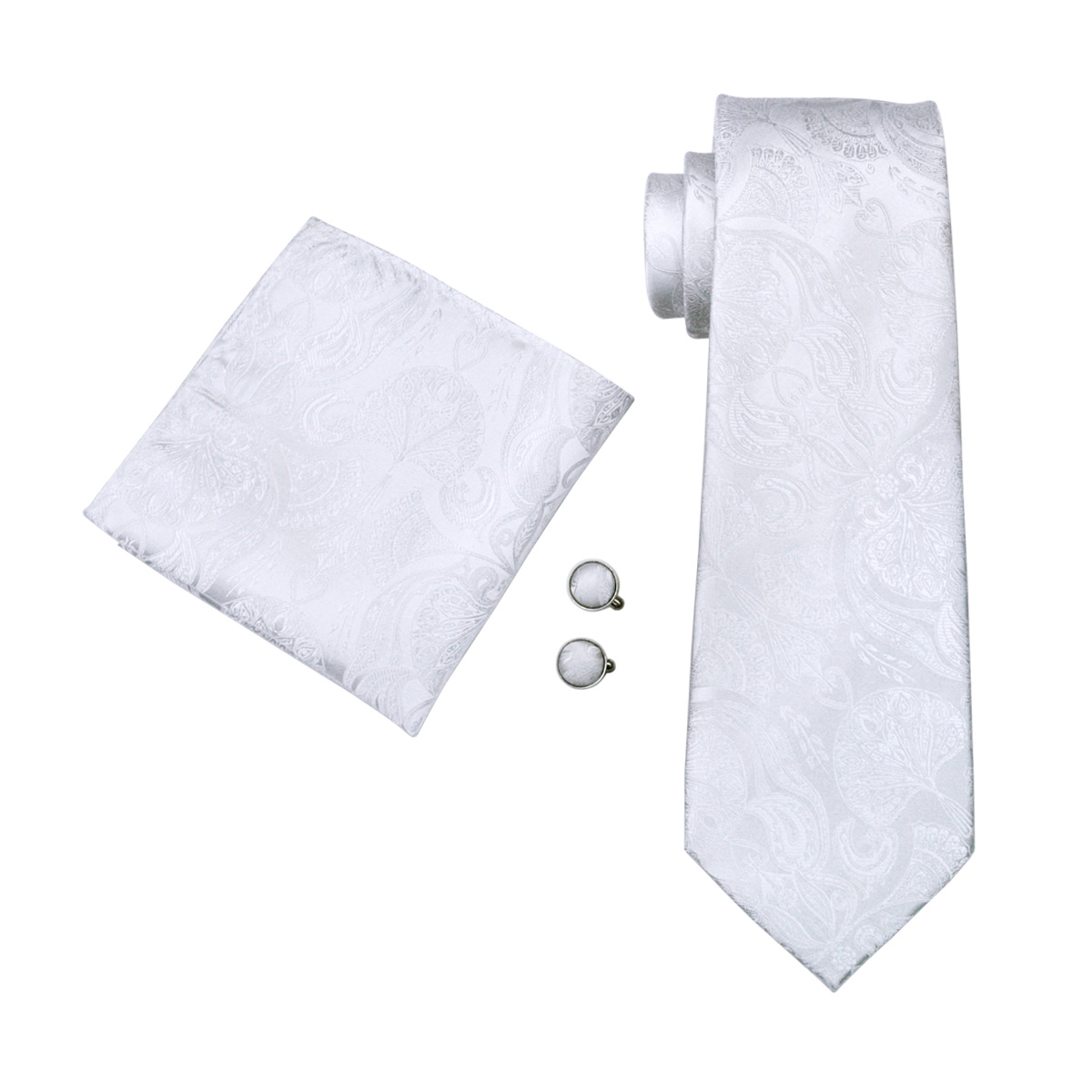 FA-393 gravata masculina branc - Cufflinks Silver Set avaliação e preço