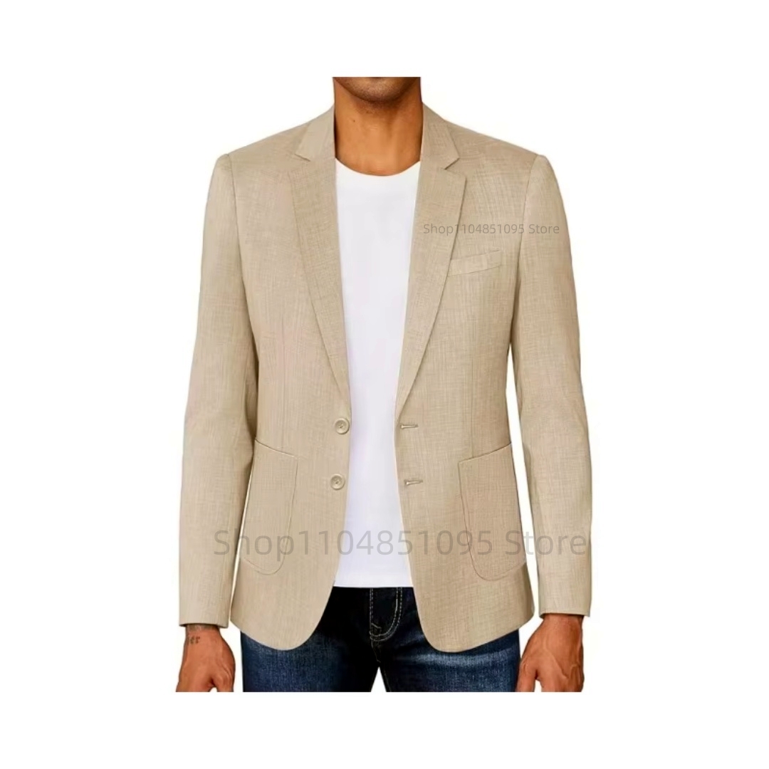 Blazer Masculino Slim Fit Bege - Men Formal Wear In Summer avaliação e preço