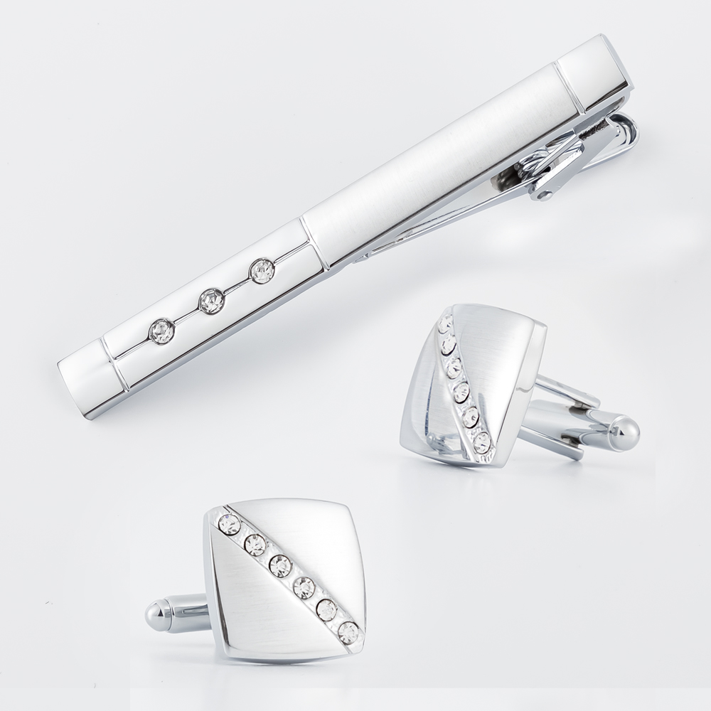 Moda masculina diamante prata  - Cufflinks Silver Set avaliação e preço