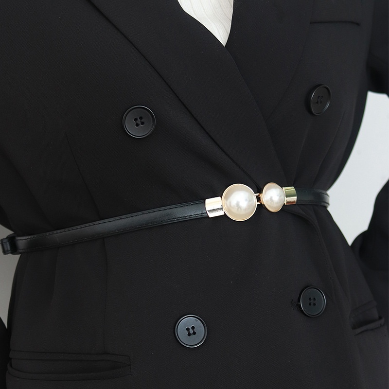 Elegante vintage pérola cintur - Formal Belt Leather Thin avaliação e preço