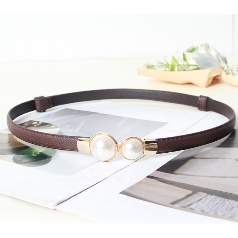 Elegante vintage pérola cintur - Formal Belt Leather Thin avaliação e preço